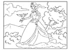 Dibujos para colorear princesa con paloma