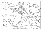 dibujo-para-colorear princesa con paloma