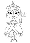 Dibujo para colorear princesa con varita