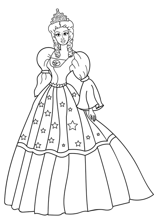 Dibujo para colorear princesa con vestido