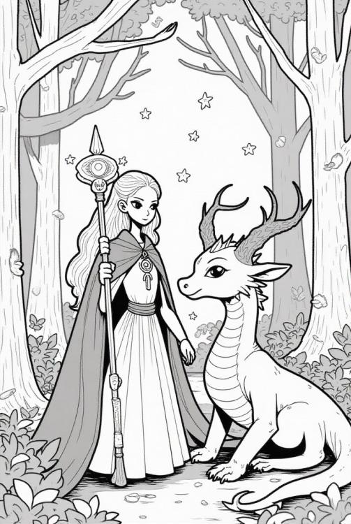Princesa en el bosque con dragÃ³n