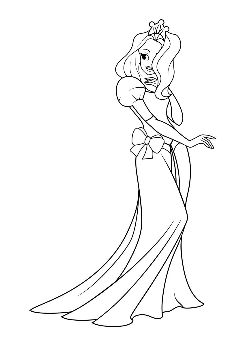Dibujo Para Colorear Princesa En La Fiesta Dibujos Para Imprimir Gratis