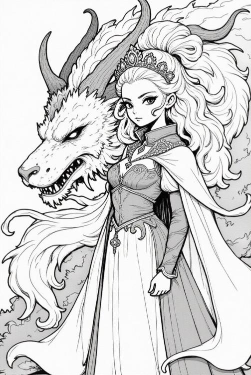 Princesa guerrera con su dragÃ³n