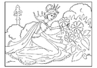 dibujo-para-colorear princesa recoge flores