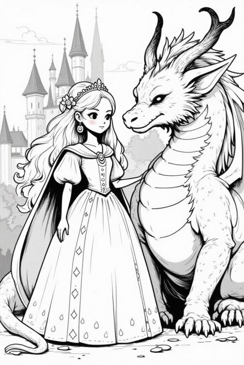 Princesa valiente con su dragÃ³n