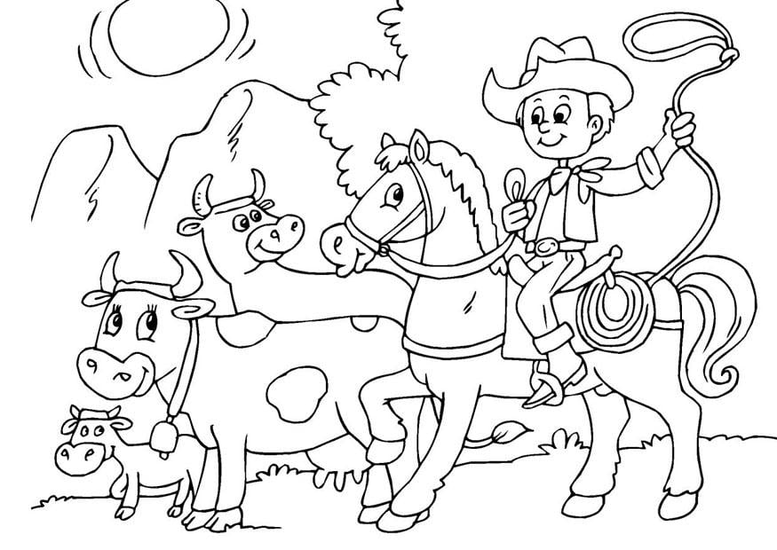Dibujo para colorear proteger las vacas
