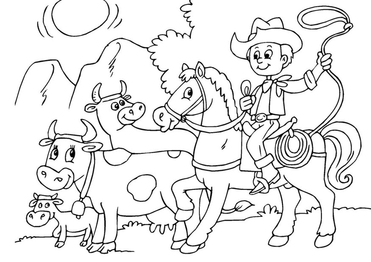 Dibujo para colorear proteger las vacas