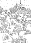 Dibujos para colorear pueblo navideño