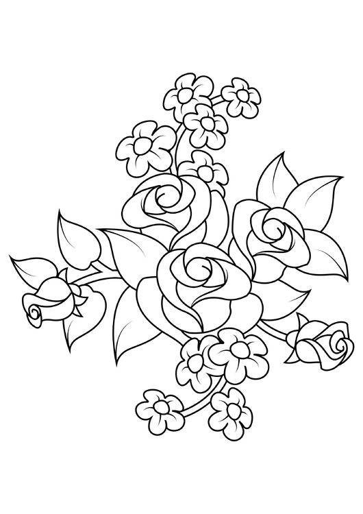 Dibujo para colorear ramo de rosas
