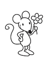 Dibujos para colorear ratón con flor
