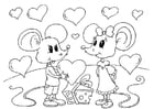 Dibujos para colorear ratones San Valentín 