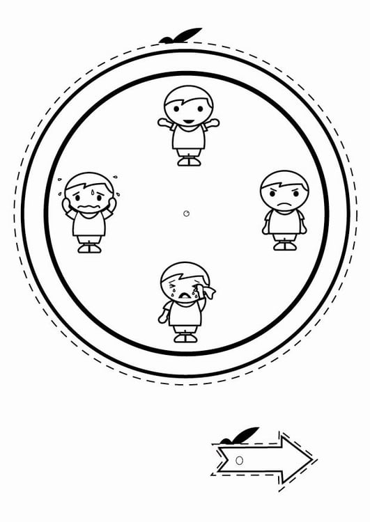 Dibujo para colorear reloj de las emociones - niÃ±os