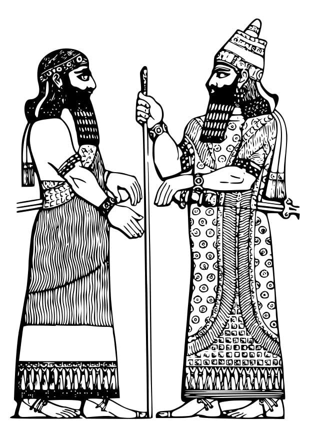 Dibujo para colorear rey asirio