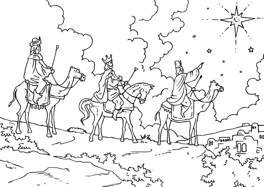 Dibujo para colorear Reyes Magos