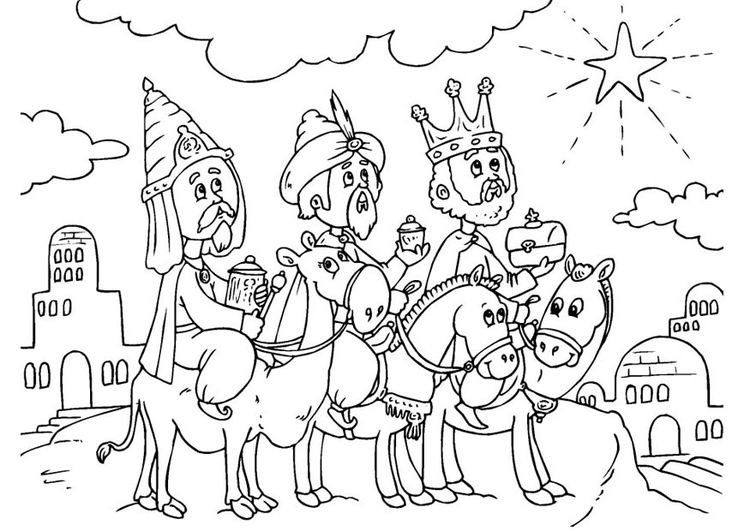 Dibujo para colorear Reyes Magos