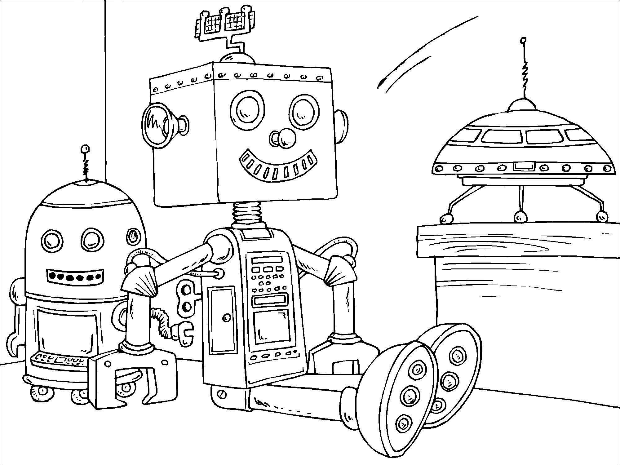 Dibujo para colorear robot de juguete