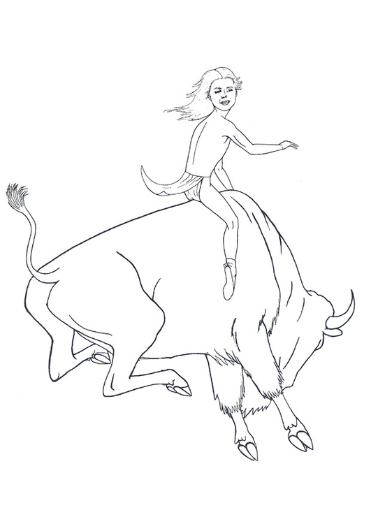Dibujo para colorear Rodeo con bisonte