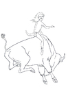 Dibujos para colorear Rodeo con bisonte