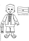 Dibujo para colorear Rohin con la bandera de India