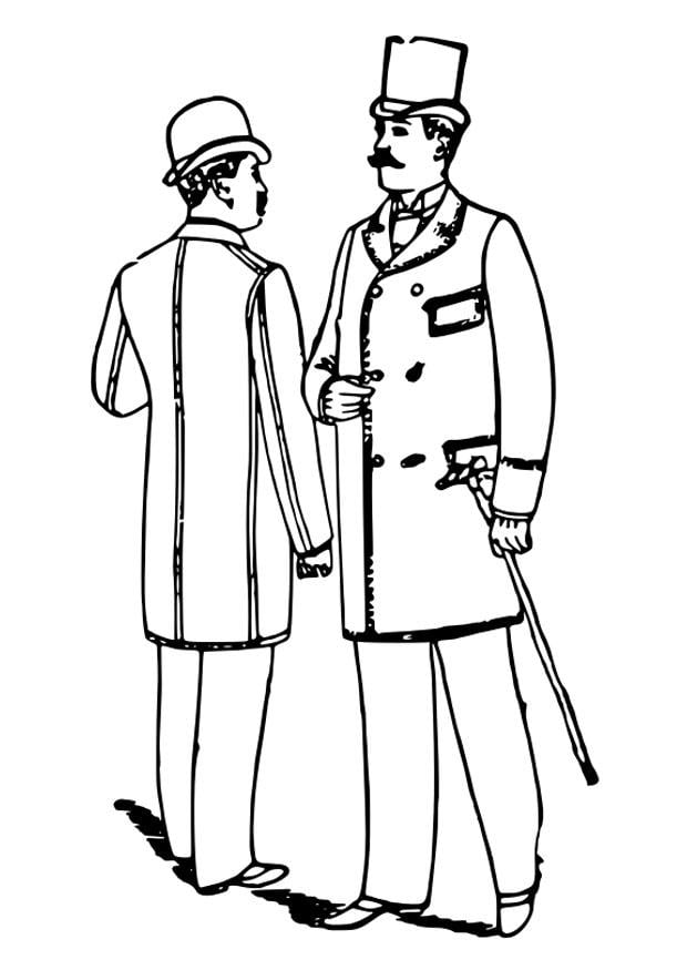 Dibujo para colorear ropa de caballero 1892