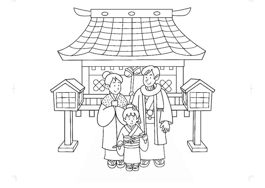 Dibujo para colorear ropa tradicional de JapÃ³n