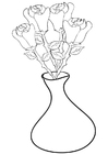 Dibujos para colorear rosas en jarrón