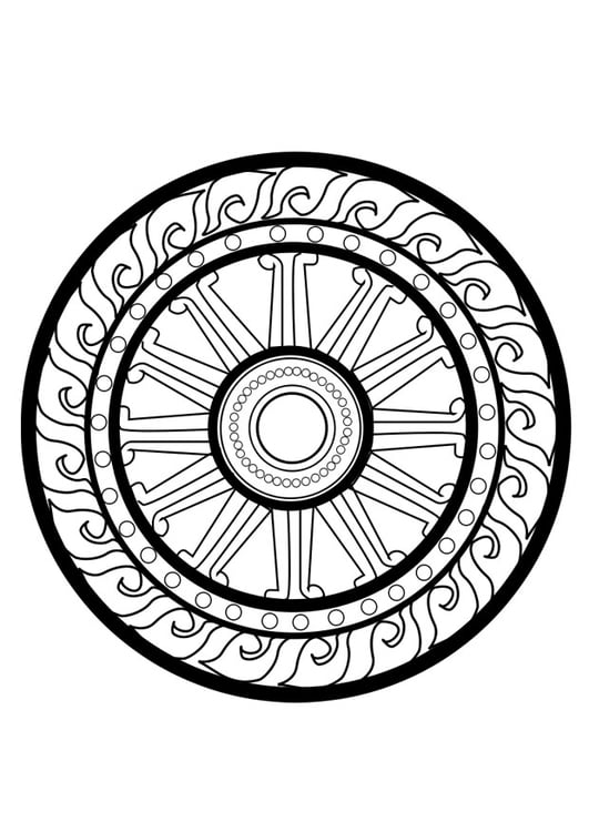 Dibujo para colorear rueda dharma