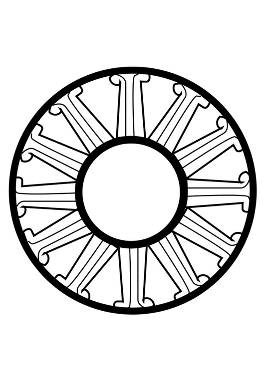 Dibujo para colorear rueda dharma