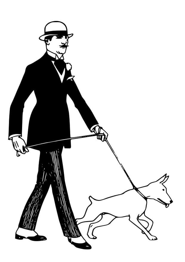 Dibujo para colorear sacar a pasear al perro