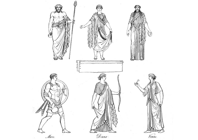 Dibujo para colorear Sacerdotes griegos y dioses