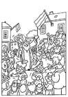 Dibujo para colorear San NicolÃ¡s y los Pieten