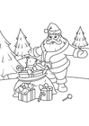 Dibujos para colorear santa claus con paquetes