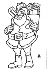 Dibujo para colorear Santa Claus con regalos