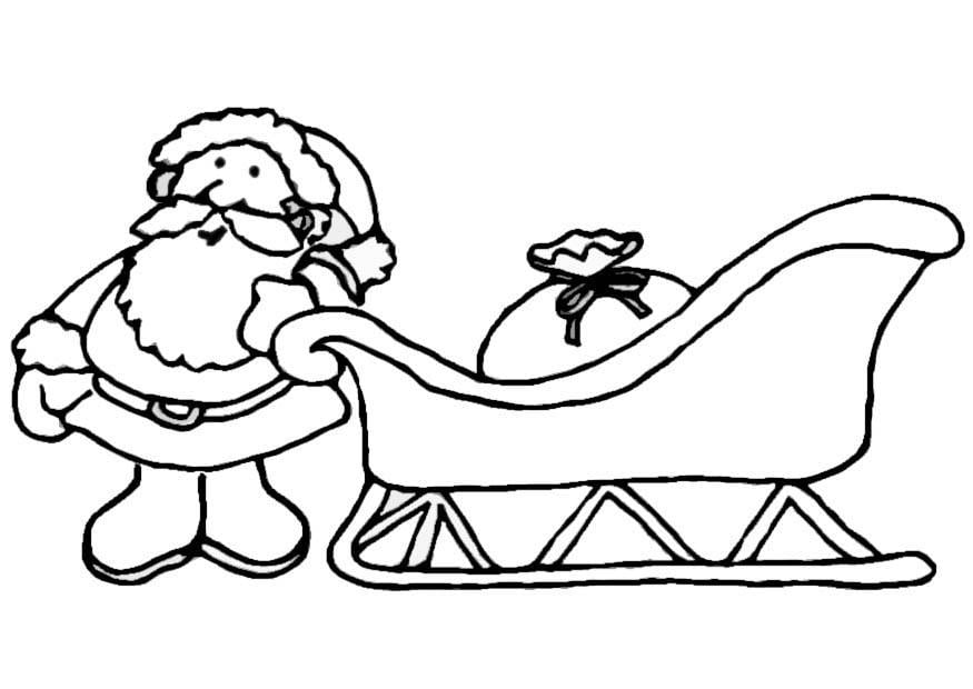 Dibujo para colorear Santa Claus con trineo
