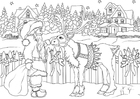 Dibujos para colorear Santa con renos