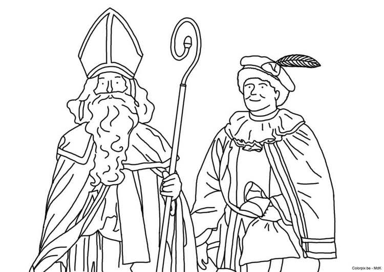 Dibujo para colorear Santa y Piet