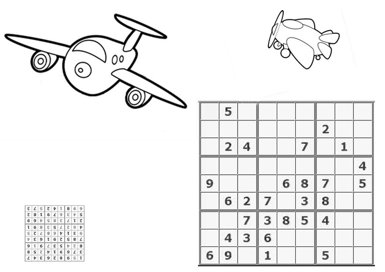 Dibujo para colorear sudoku - aviones