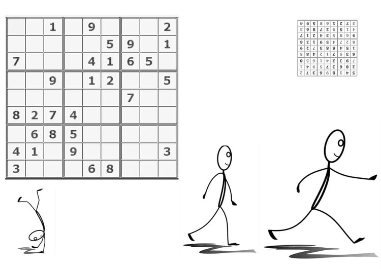 Dibujo para colorear sudoku - practicar deporte