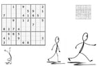 Dibujo para colorear sudoku - practicar deporte