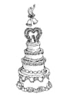 Dibujo para colorear tarta de boda