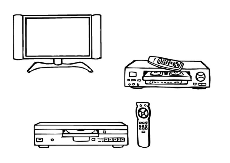 Dibujo para colorear televisiÃ³n- vÃ­deo- dvd