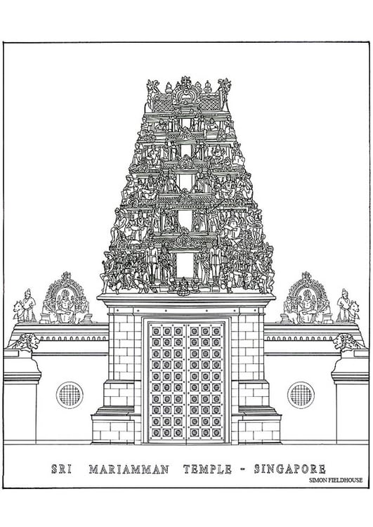 Dibujo para colorear templo