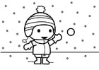 Dibujo para colorear tirar bolas de nieve