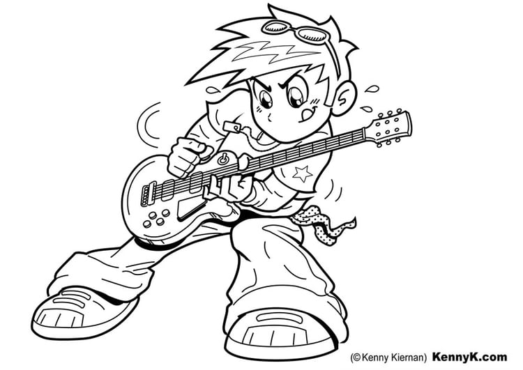 Dibujo para colorear tocar la guitarra