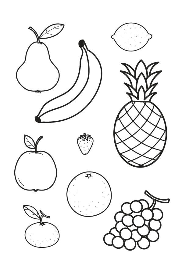 Dibujo para colorear toda la fruta
