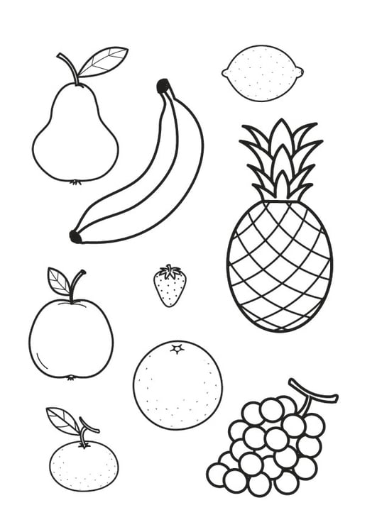Dibujo para colorear toda la fruta