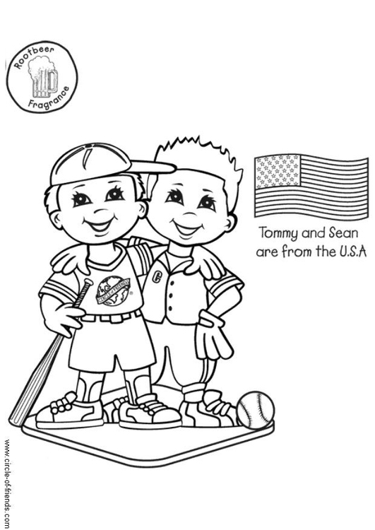 Dibujo para colorear Tommy y Sean de los EEUU