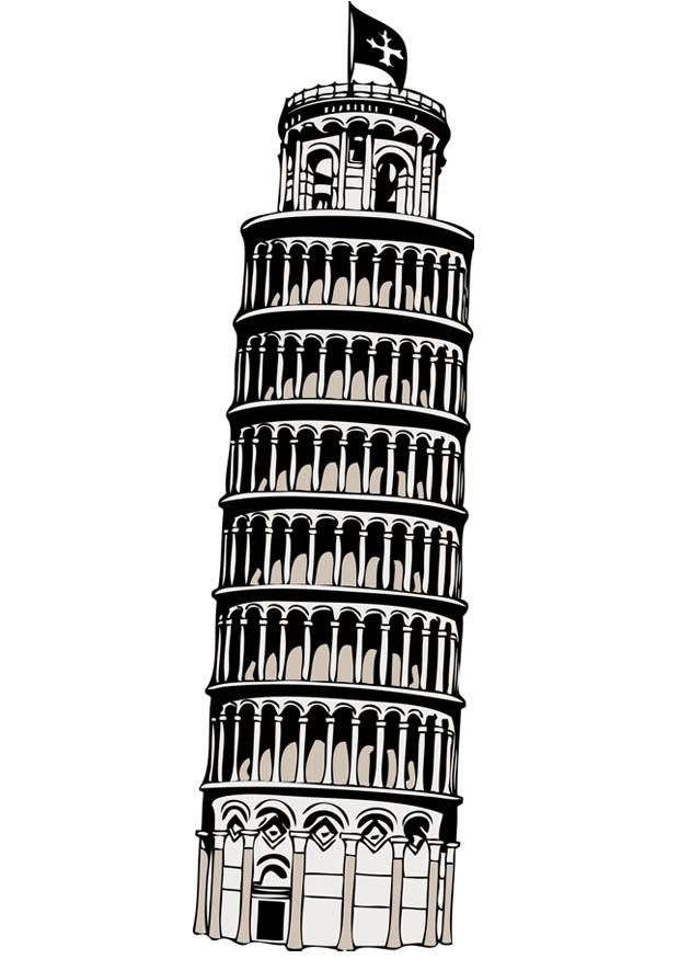 Dibujo para colorear torre de Pisa