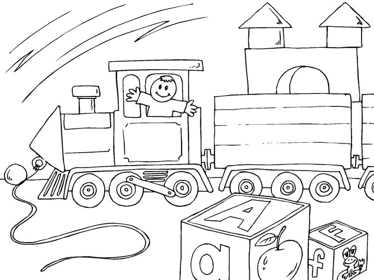 Dibujo para colorear tren de juguete