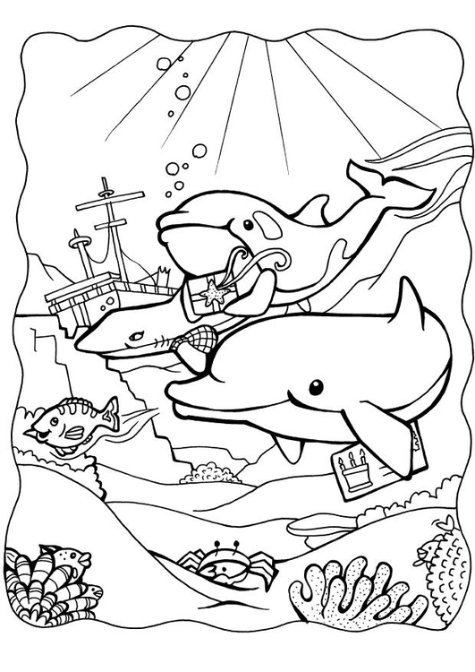 Dibujo para colorear Tres delfines